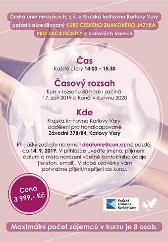 Kurz českého znakového jazyka od září 2019 Karlovy Vary