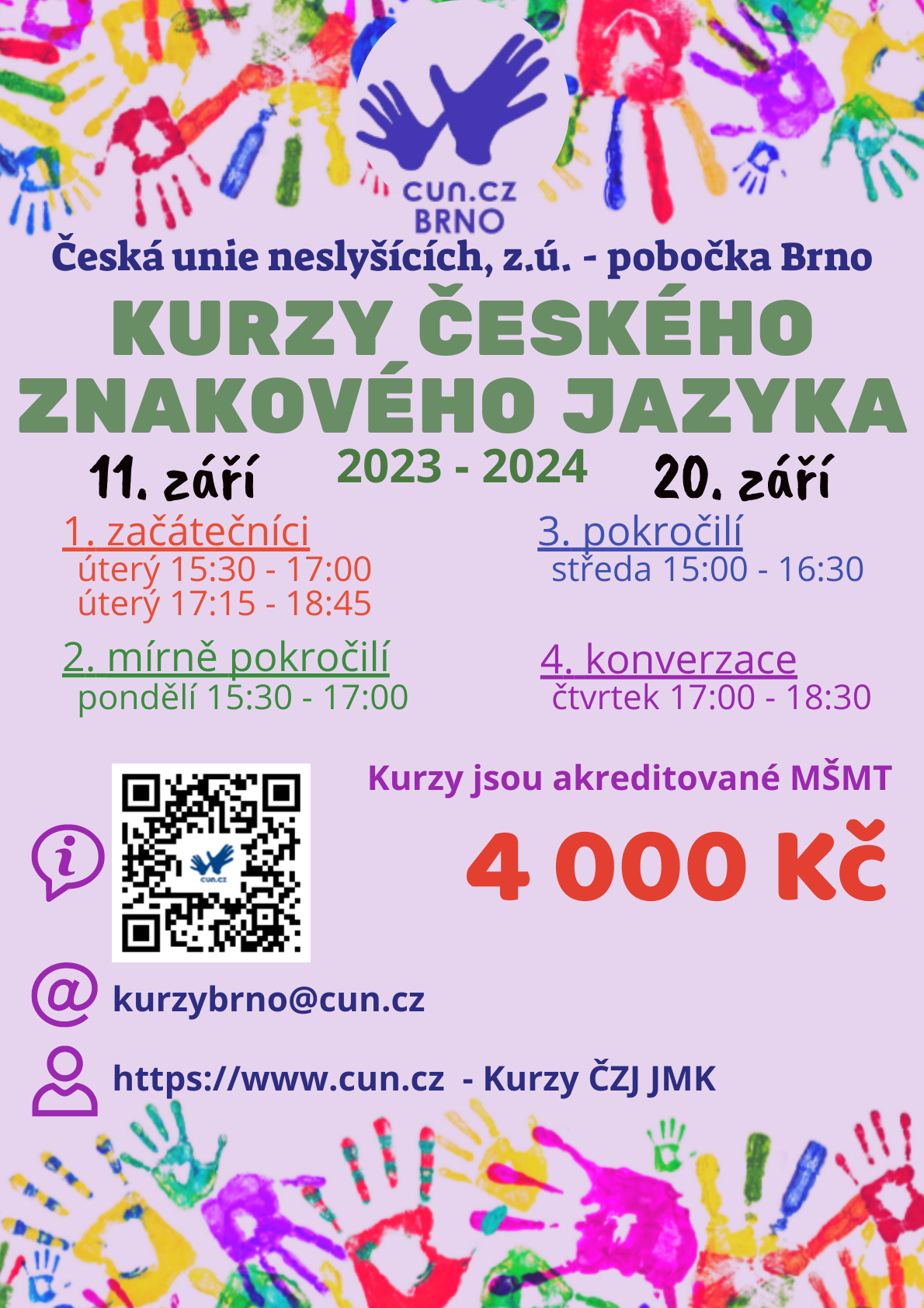 Akreditované kurzy českého znakového jazyka od září 2023 BRNO