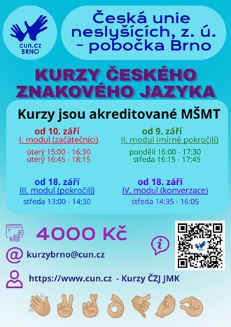 Akreditované kurzy českého znakového jazyka od září 2024 BRNO